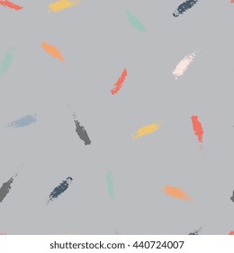 Hand drawn sketch artsy background, seamless pattern in bright beautiful stylish colors. Dry brush strokes, swirls, imprints with good texture. For textile design, paper, print. 