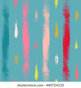 Hand Drawn Sketch Artsy Background, Seamless Pattern In Bright Beautiful Stylish Colors. Dry Brush Strokes, Swirls, Imprints With Good Texture. For Textile Design, Paper, Print. 