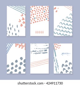 Hand drawn sketch background set. Modern postcard background for greeting and invitation card. 