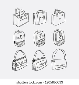 hand drawn sketch of bag