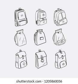 hand drawn sketch of bag