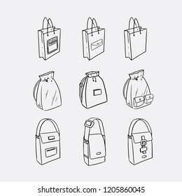hand drawn sketch of bag