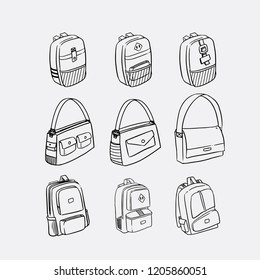 hand drawn sketch of bag