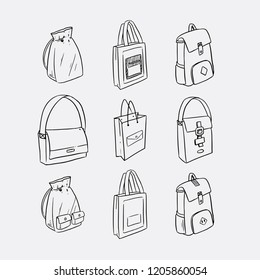 hand drawn sketch of bag