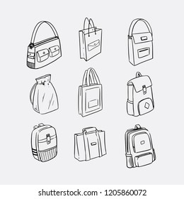 hand drawn sketch of bag