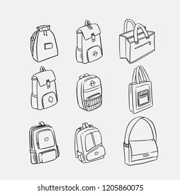 hand drawn sketch of bag