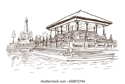 Hand drawn sketch of Bali Indonesia in vector illustration.