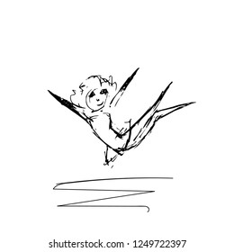 Hand drawn. Sketch. Ballerina, dance, jump.