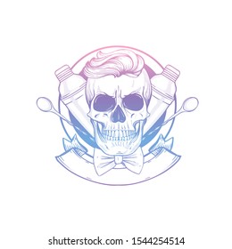 Hand drawn sketch barman skull