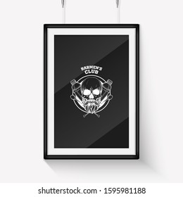 Hand drawn sketch barman skull