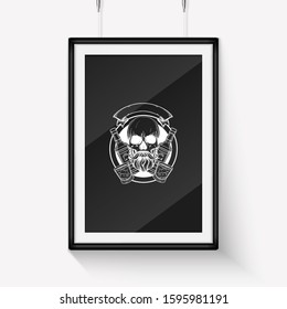 Hand drawn sketch barman skull