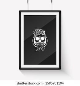 Hand drawn sketch barman skull