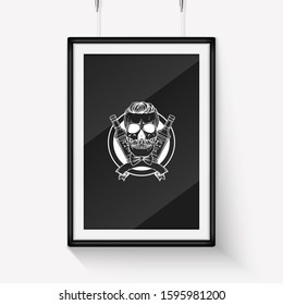 Hand drawn sketch barman skull