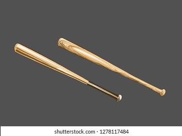 Hand drawn sketch of baseball bat in color, isolated on white background. Detailed vintage style drawing, for posters, decoration and print. Vector illustration
