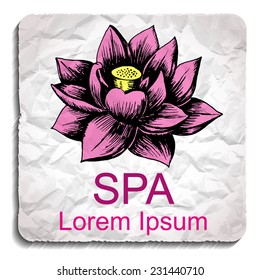 Hand drawn sketch beautiful lotus flower with watercolor. Vector illustration