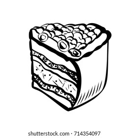 Hand Drawn Sketch of Berry Cake. Vintage Sketch. Great for Banner, Label, Poster