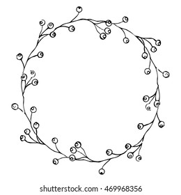 hand drawn sketch of berry wreath