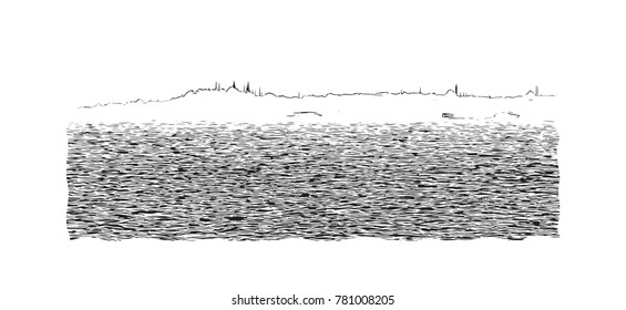Hand drawn sketch of The Bosphorus Istanbul, Turkey in vector illustration.