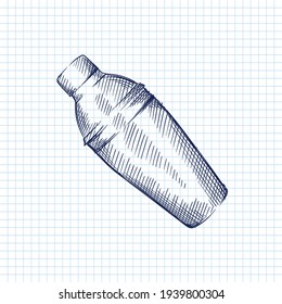 Hand drawn sketch of Boston (American) shaker on a white background. Black and white sketch of Boston (American) shaker. Bar inventory	