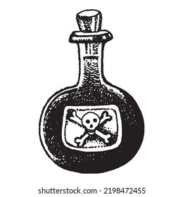 Hand drawn sketch bottle of poison vector illustration.