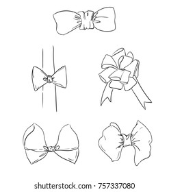 Hand drawn sketch Bow, Bow Isolated On White Background