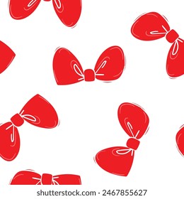 Hand drawn sketch Bow, Red Bow Isolated On White Background, Birthday Background,