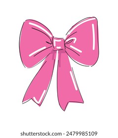 Hand drawn sketch Bow, Red Bow Isolated On White Background