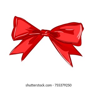 Hand Drawn Sketch Bow Red Bow Stock Vector (Royalty Free) 755379250 ...