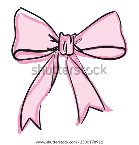 Hand drawn sketch Bow, Red Bow Isolated On White Background