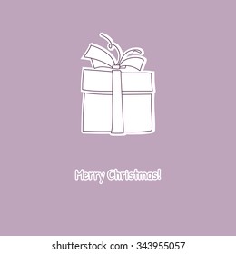 Hand drawn sketch of box gift on pink background. Vector illustration.