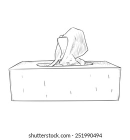 Hand drawn sketch of box with wipes. Vector illustration
