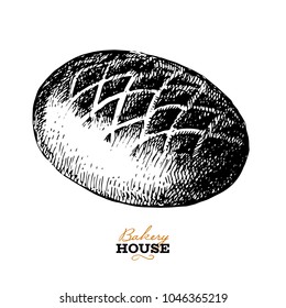 Hand drawn sketch bread background. Vector illustration of natural bakery foods