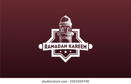 Hand Drawn Sketch of Bright Lantern Ramadan Kareem in watercolor Background, Ramadan Kareem Background With Lantern and arabic Caligaphy hand drawn Sketch background vector illustration