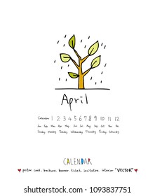 Hand drawn sketch calendar - Vector