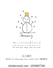Hand drawn sketch calendar - Vector