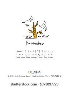 Hand drawn sketch calendar - Vector