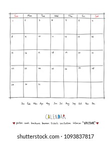 Hand drawn sketch calendar - Vector