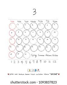 Hand drawn sketch calendar - Vector
