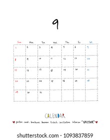 Hand drawn sketch calendar - Vector
