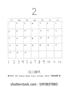 Hand drawn sketch calendar - Vector