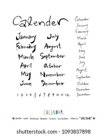 Hand drawn sketch calendar - Vector