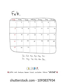 Hand drawn sketch calendar - Vector