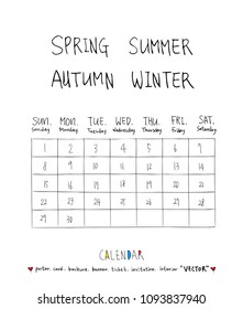Hand drawn sketch calendar - Vector