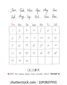 Hand drawn sketch calendar - Vector