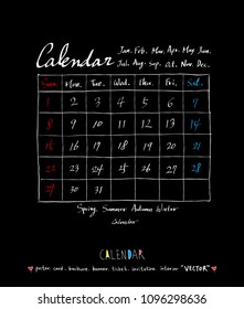 Hand drawn sketch calendar - Vector