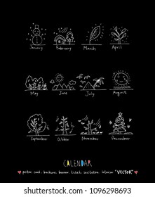 Hand drawn sketch calendar - Vector
