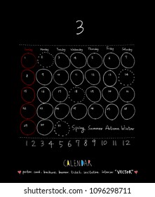 Hand drawn sketch calendar - Vector
