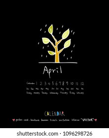 Hand drawn sketch calendar - Vector