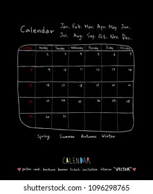 Hand drawn sketch calendar - Vector