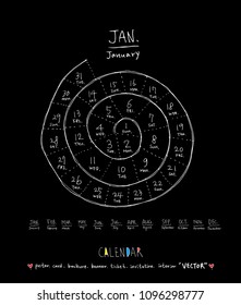 Hand drawn sketch calendar - Vector